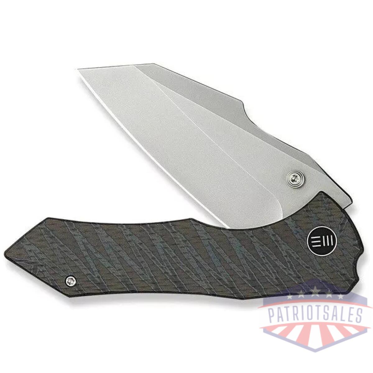 Weknife high-fin xl thumb stud knife diamond & tiger stripe patterned flamed titanium handle (3. 48"" polished bead blasted cpm 20cv blade) we24010-4 - image 1