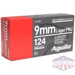 Aguila Handgun Ammuntion 9mm Luger 124 gr FMJ 1115 fps 50/ct