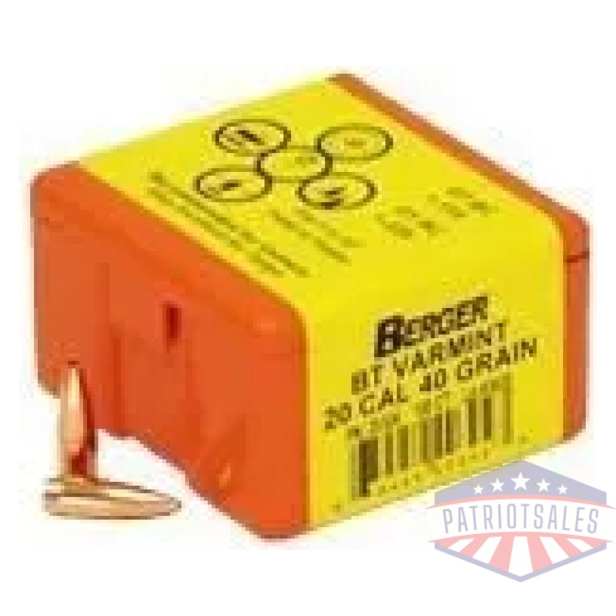 Berger match grade varmint bullets. 20 cal. 204" 40 gr bt varmint 100/box - image 1
