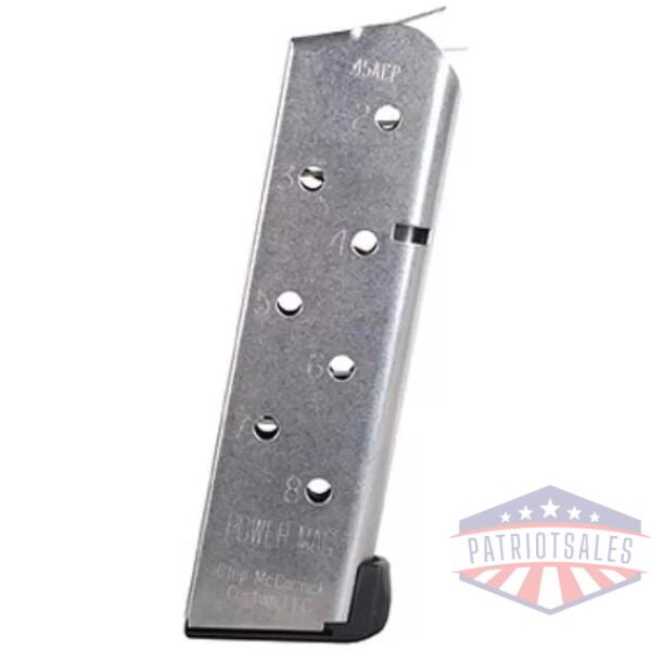 Chip McCormick 1911 Compact Power Mag Handgun Magazine Stainless Steel .45 ACP 8/rd