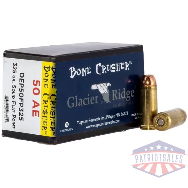 Magnum Research Glacier Ridge Bonecrusher Handgun Ammunition .50AE 325gr Solid Flat Point 25/ct