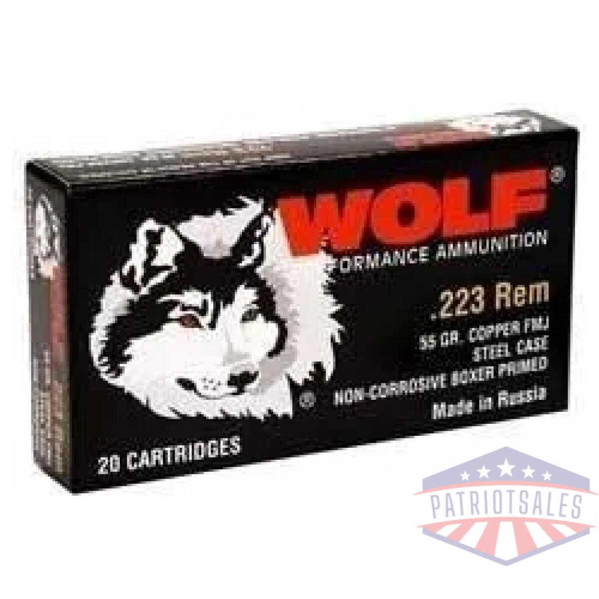 Wolf wpa military classic rifle ammunition. 223 rem 55 gr fmj 3241 fps 20/ct - image 1