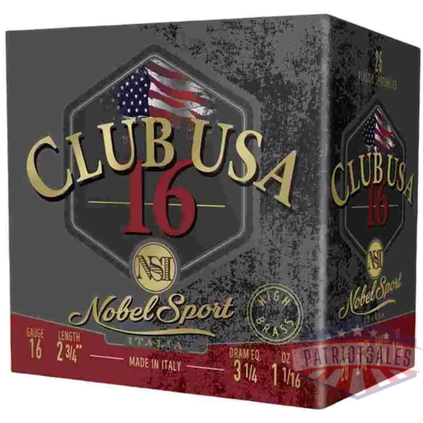 Nobel Sport Club USA 16 Shotshells 16 ga 2-3/4" 1-1/16 oz 1330 fps #8 25/ct