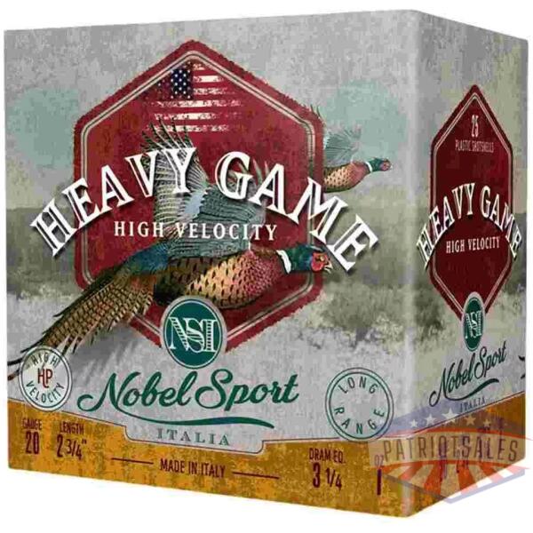 Nobel Sport Heavy Game High Velocity Shotshell  20ga 2-3/4" 1oz 1330 fps #7.5 25/ct
