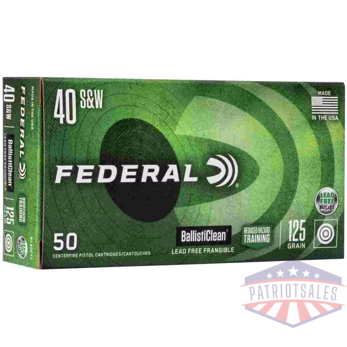 Federal ballisticlean frangible handgun ammuntion. 40 s&w 125gr rht 1300 fps 50/ct - image 1