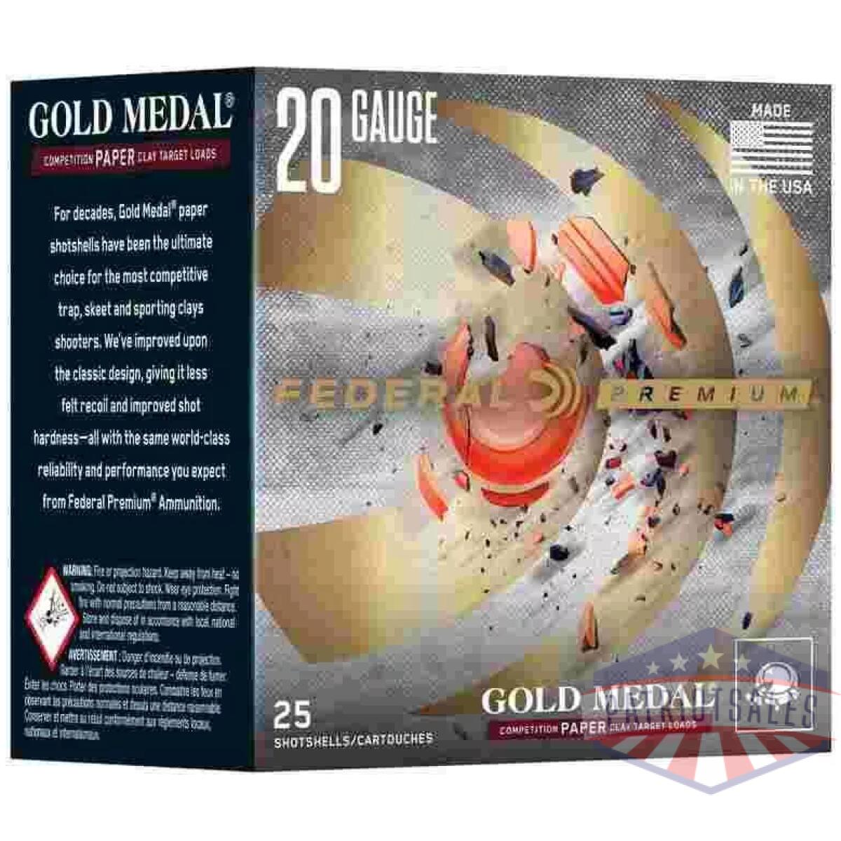 Federal gold medal paper shotshells 20ga 2-3/4" 7/8oz 1250 fps #7. 5 25/ct - image 1