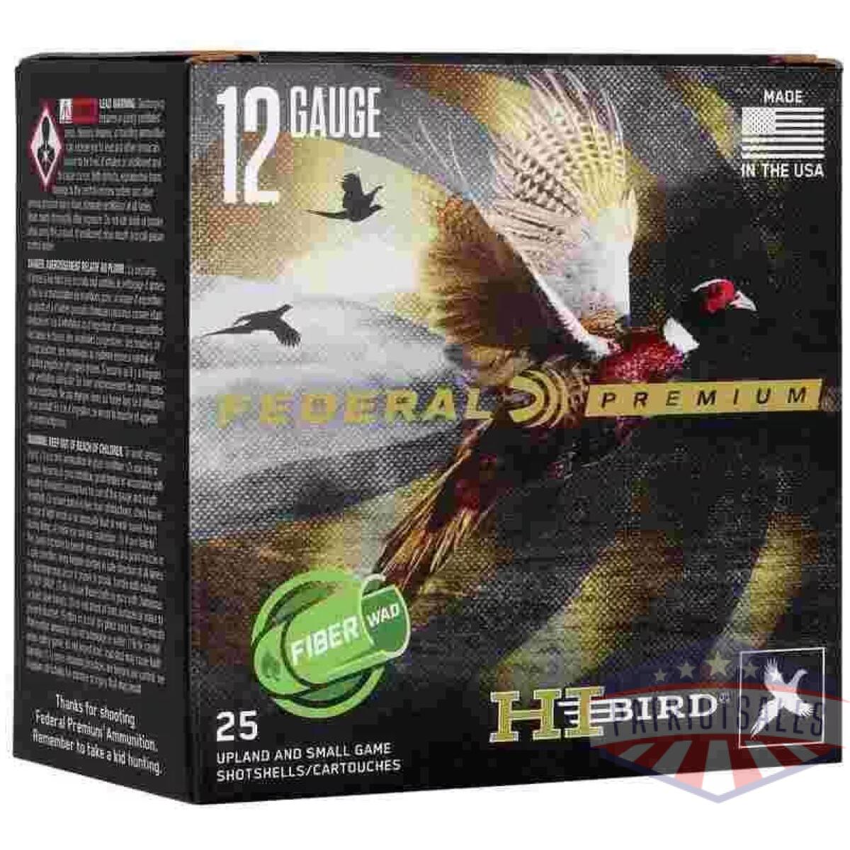 Federal hi-bird fiber wad shotshells 12ga 2-3/4" 1-1/4oz 1330fps #4 25/ct - image 1