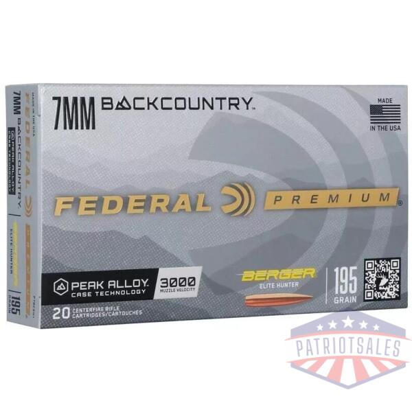 Federal Berger Elite Hunter Rifle Ammunition 7mm Backcountry 195gr HPBT 3000 fps 20/ct