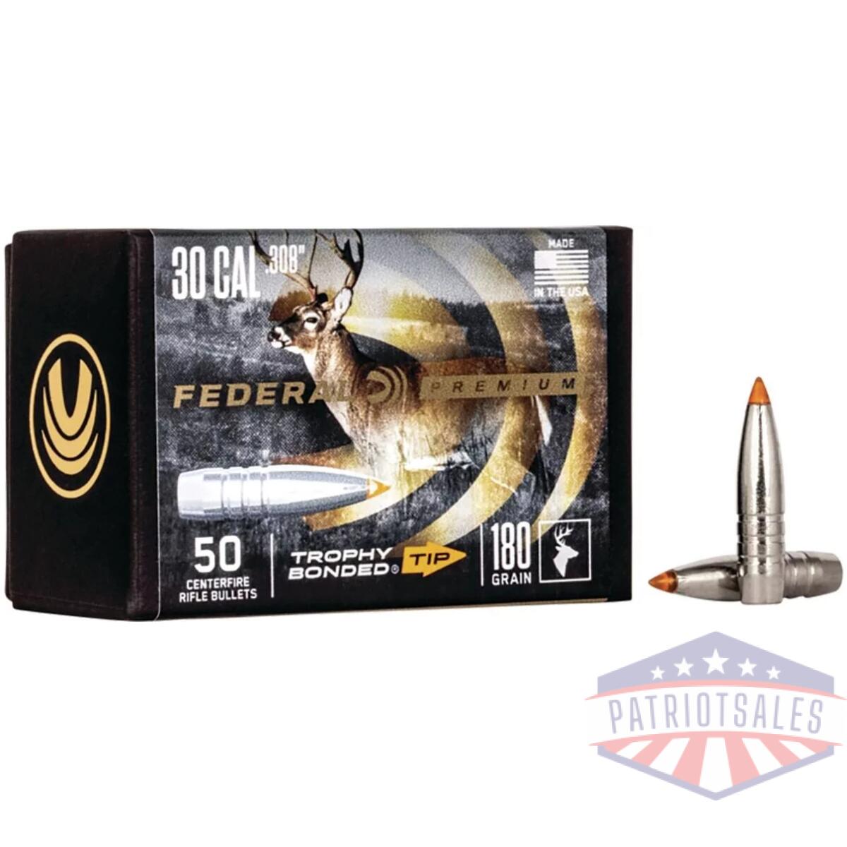 Federal. 308 caliber 180gr trophy bonded tip cb bullet 50rd - image 1