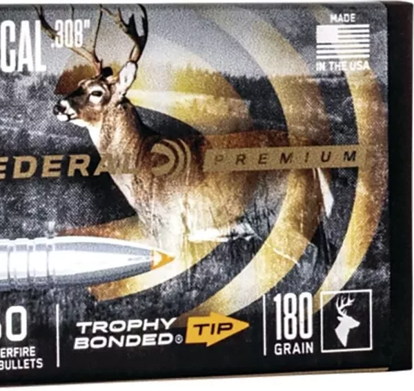FEDERAL .308 CALIBER 180GR TROPHY BONDED TIP CB BULLET 50RD
