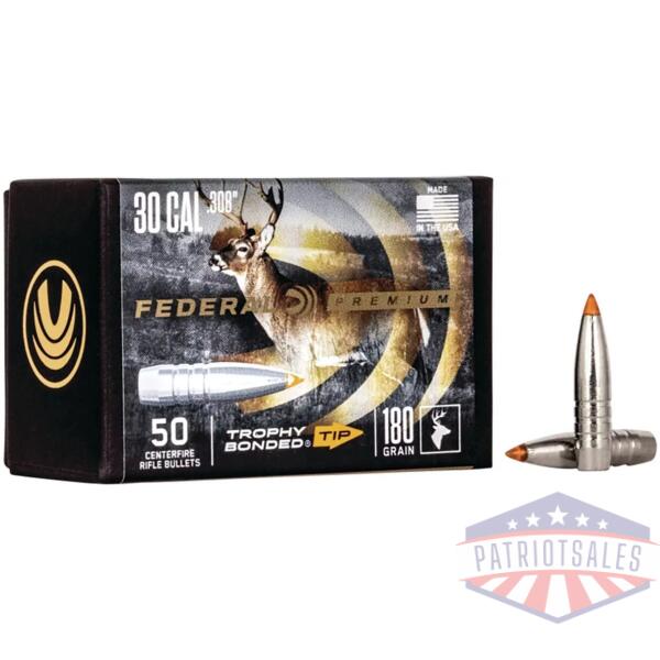 FEDERAL .308 CALIBER 180GR TROPHY BONDED TIP CB BULLET 50RD