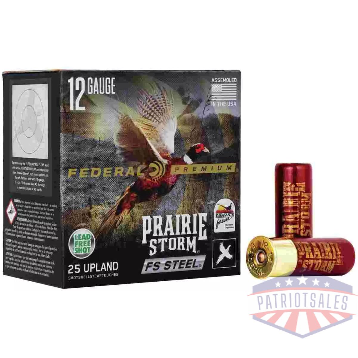 Federal prairie storm fs steel shotshells 12 ga 2-3/4" 1-1/8oz 1350 fps #4 25/ct - image 1