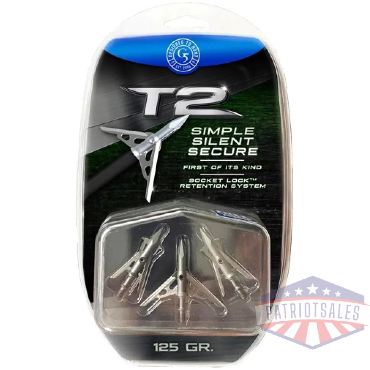 G5 outdoors t2: 2-blade match expandable broadhead 125gr bmp 3/pk - image 1