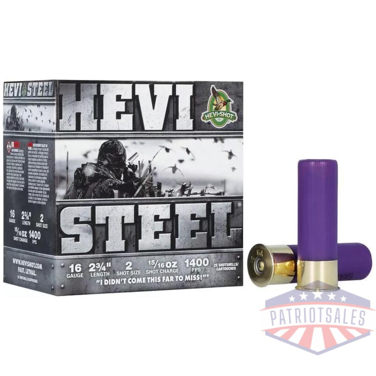 Hevi-shot hevi-steel shotshell 16ga 2-3/4" 15/16oz 1400 fps #2 25/ct - image 1
