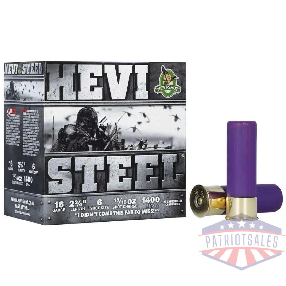 Hevi-shot hevi-steel shotshells 16ga 2-3/4" 15/16oz 1400 fps #6 25/ct - image 1