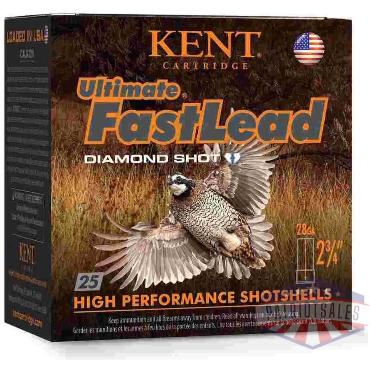 Kent ultimate fastlead upland shotshell 28ga 2-3/4" 7/8oz 1300 fps #7. 5 25/ct - image 1