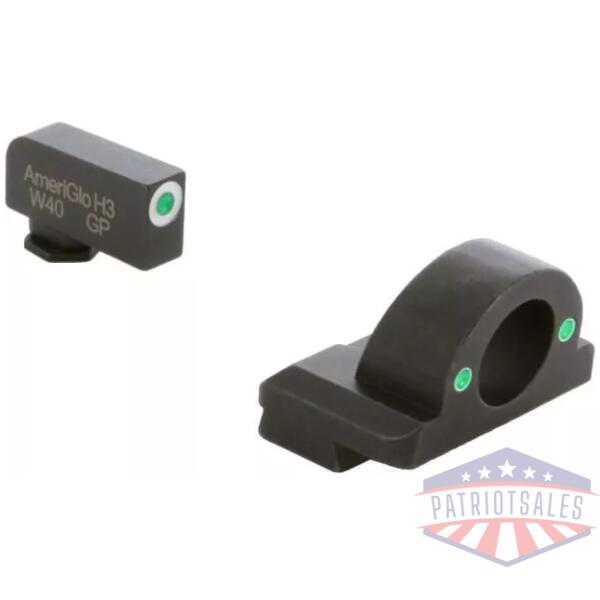 Ameriglo Tritium Ghost Ring Handgun Sight for Glock 42/43/43x/48 Green Rear Green with White Front