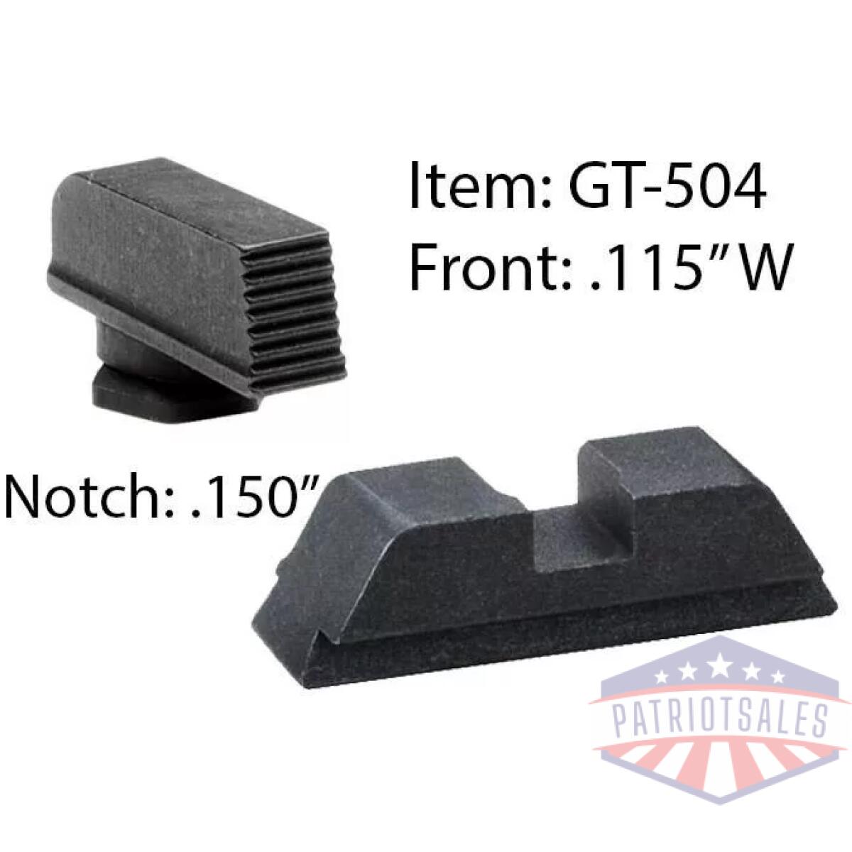 Ameriglo defoor performance black sight set for glock 17-39 / front width. 115" / rear notch. 150" - image 1