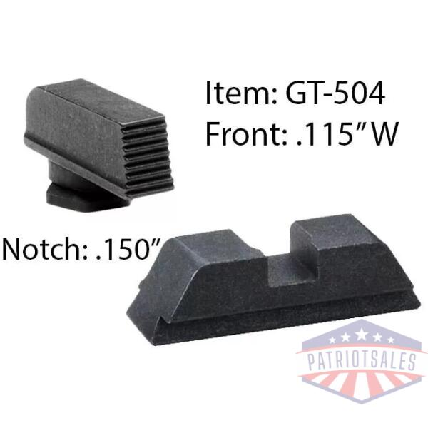 Ameriglo Defoor Performance Black Sight Set for Glock 17-39 / Front Width .115" / Rear Notch .150"