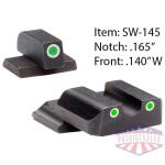 Ameriglo Classic Style Night Sight Set for S&W M&P Shield / Front Tritium - Green / Front Outline - White / Rear Tritium - Green / Rear Outline  White