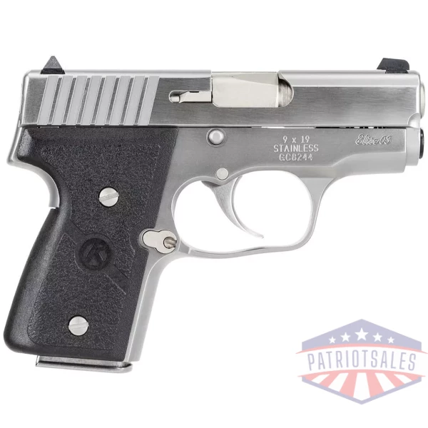 Kahr Arms MK9 Elite Handgun 9mm Luger 6rd (2) & 7rd (1) Magazines 3" Barrel Silver wil Black Checkered Grip CA Compliant