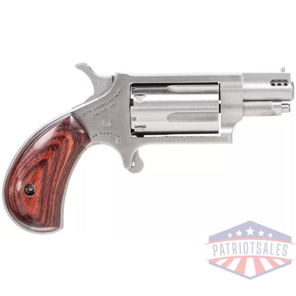 NAA 22MS Ported Handgun .22 Mag 5rd Capacity 1.125" Barrel Silver with Wood Grips