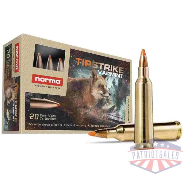Norma TipStrike Rifle Ammunition .22-250 Rem 55gr PT 3576 fps 20/ct