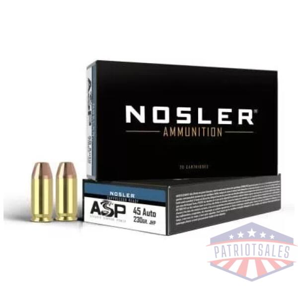 Nosler ASP Suppressor Ready Handgun Ammunition .45 ACP 230gr JHP 850 fps 50/ct