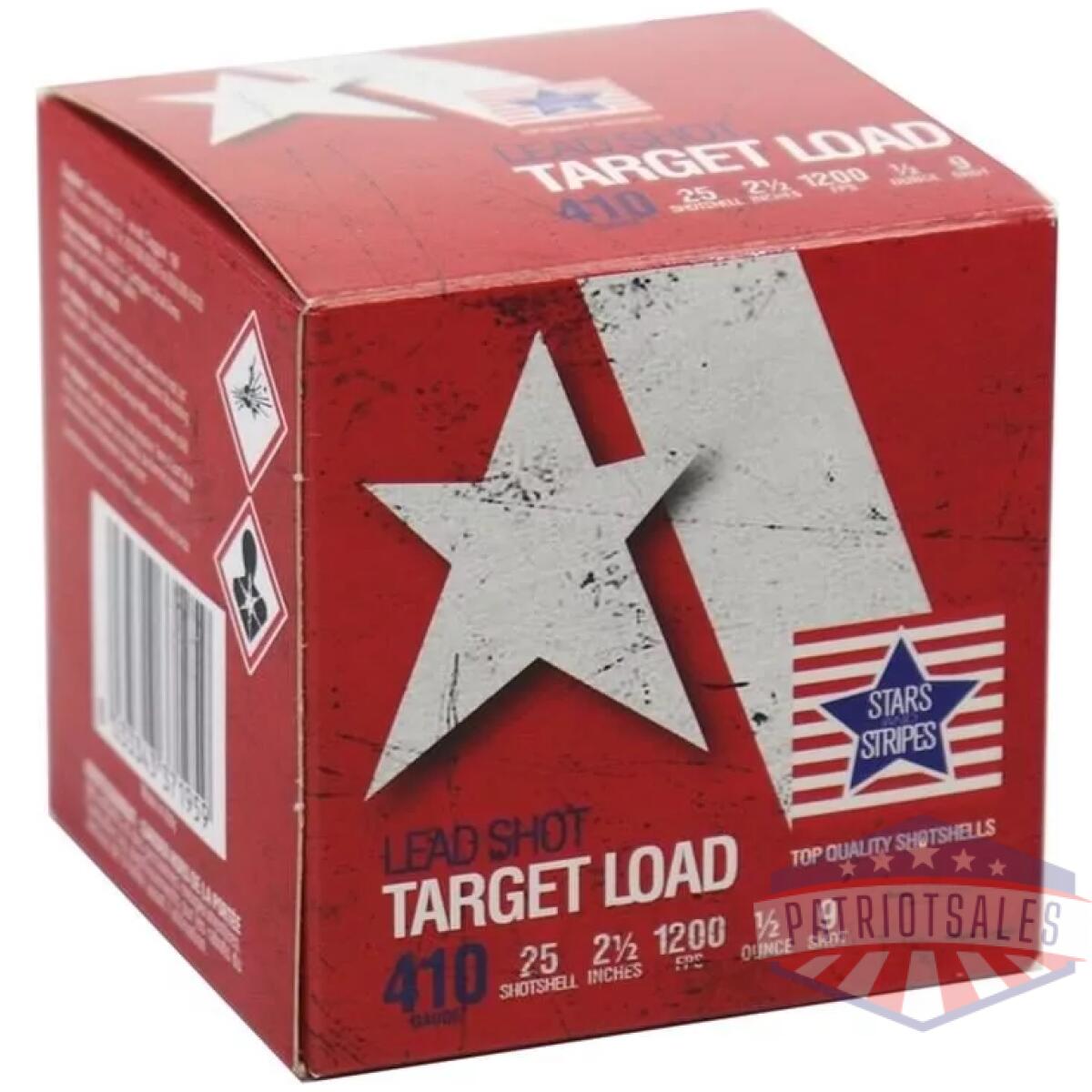 Ppu stars & stripes target shotshells 410ga 2-1/2" 1/2oz 1200 fps #9 25/ct - image 1