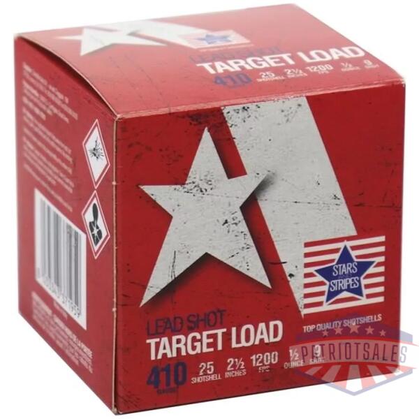 PPU Stars & Stripes Target Shotshells 410ga 2-1/2" 1/2oz 1200 fps #9 25/ct