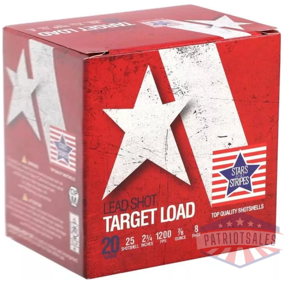 Star and stripes target load shotshells 20ga 2-3/4" 7/8oz #8 1200 fps 25/ct - image 1