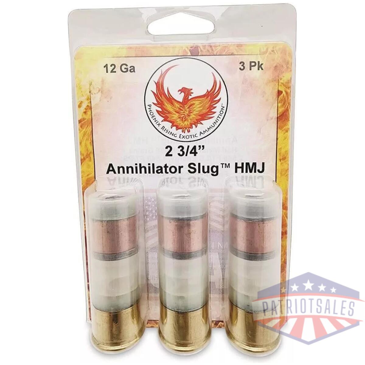 Phoenix rising annihilator slug shotshell 12ga 2-3/4" 485gr slug 1540 fps 3/ct - image 1