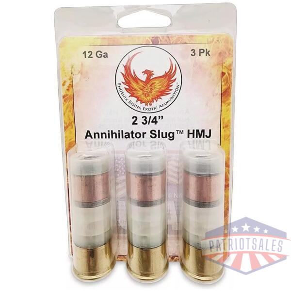 Phoenix Rising Annihilator Slug Shotshell 12ga 2-3/4" 485gr Slug 1540 fps 3/ct