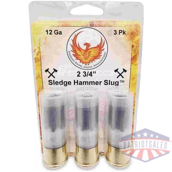 Phoenix Rising Sledge Hammer - Large HP Slug Shotshell 12ga 2-3/4" 685gr Slug 3/ct