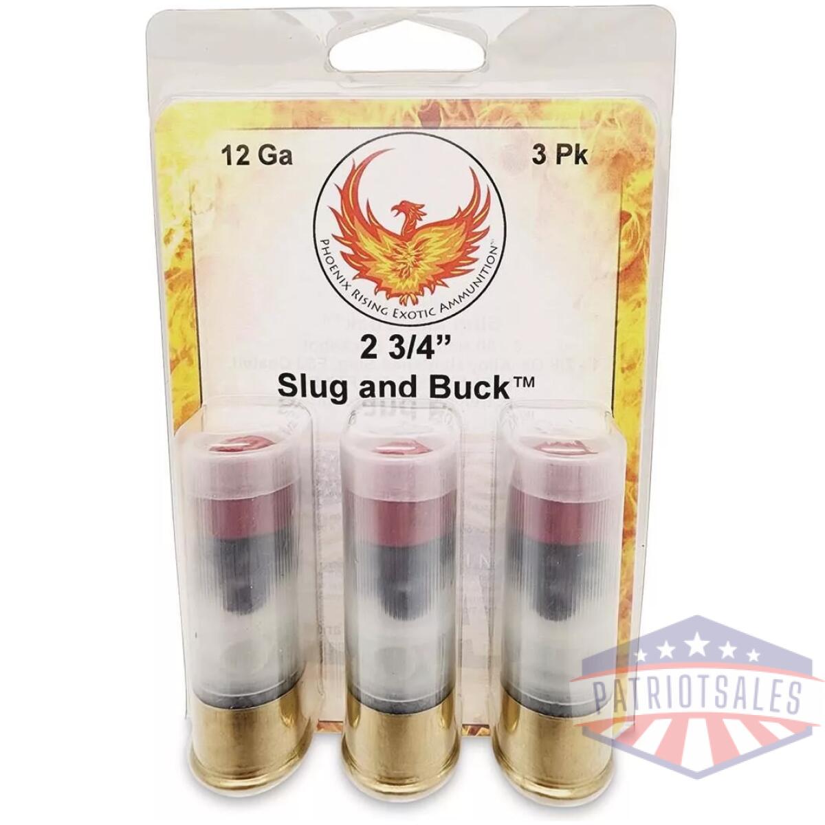Phoenix rising slug & buck shotshell 12ga 2-3/4" fsj 7/8oz slug & 6-00 buckshot 1225 fps 3/ct - image 1
