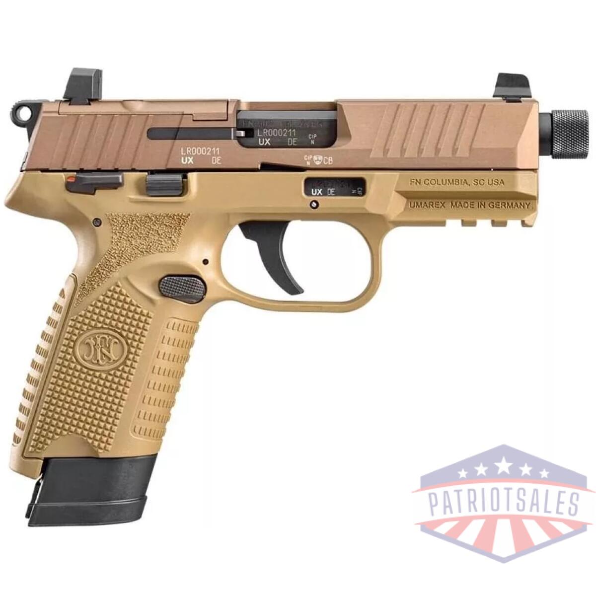 Fn usa 502 tactical handgun. 22 lr 10rd magazines (2) 4. 6" threaded barrel fde - image 1