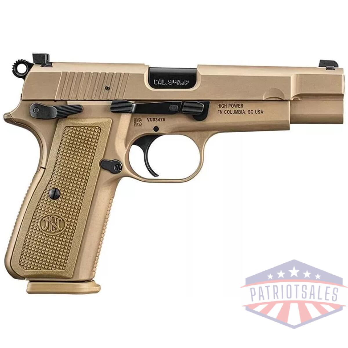 Fn high power handgun 9mm luger 10rd magazines(2) 4. 7" barrel fde slide/frame - image 1