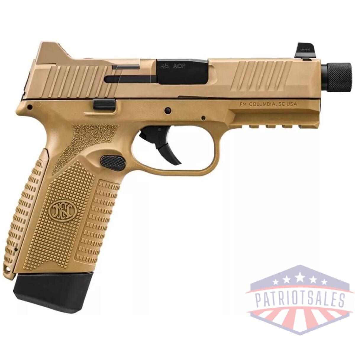 Fn 545 tactical handgun 45 acp 10rd magazines (2) 4. 71" threaded barrel fde nms night sights - image 1