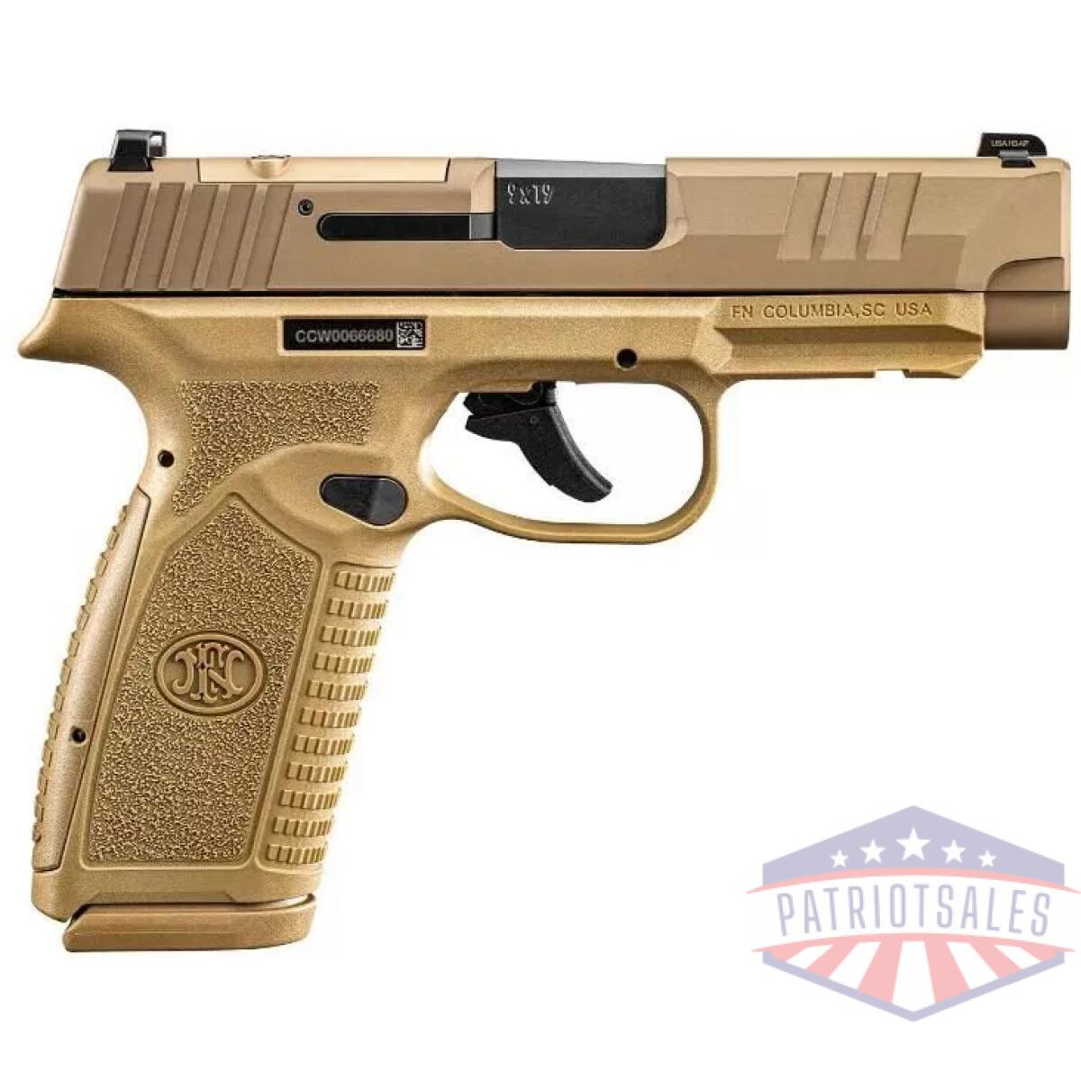Fn reflex xl mrd handgun 9mm luger 15(1)&18(1)rd magazines 3. 8" barrel fde no manual safety - image 1