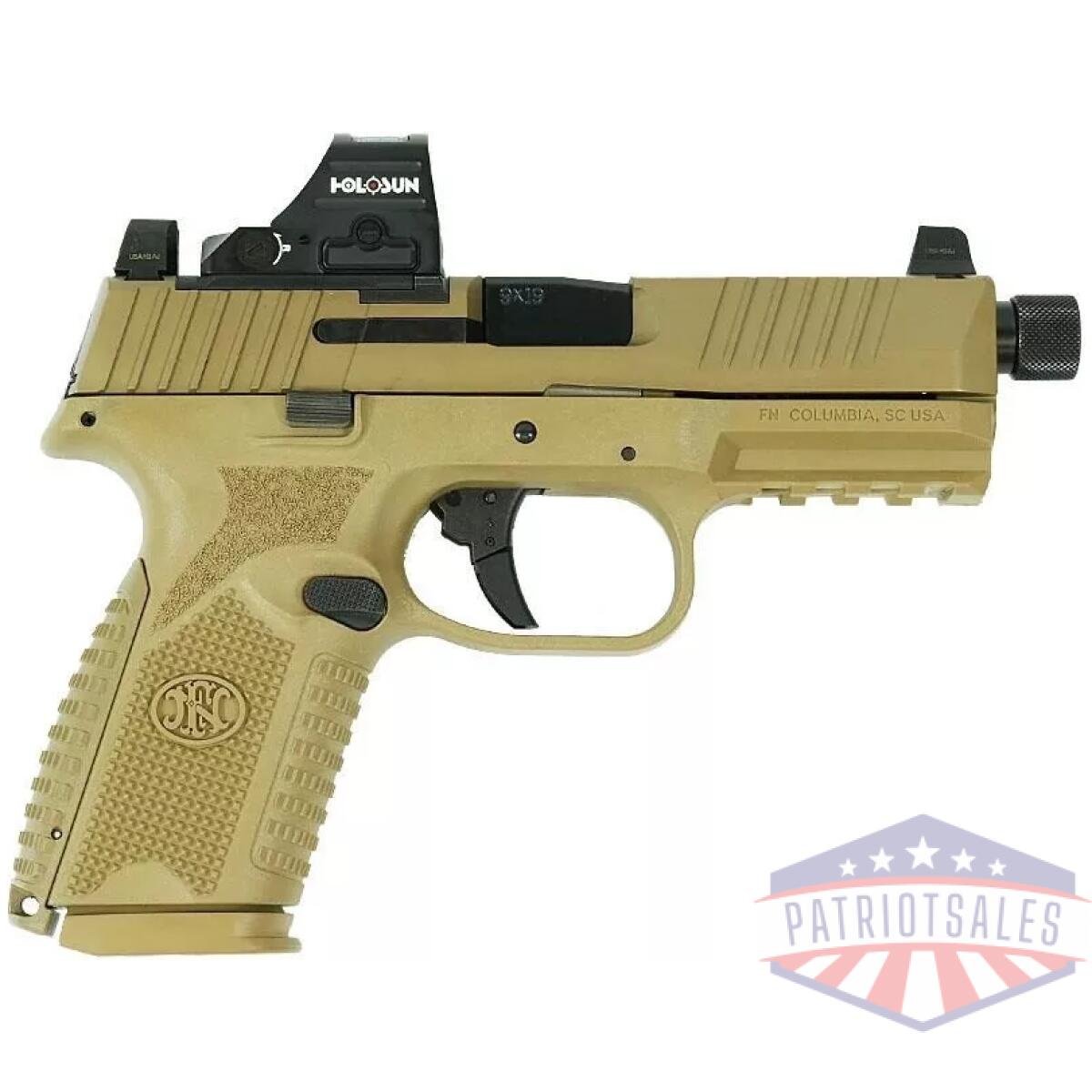 Fn 509 tactical handgun 9mm luger 15rd (1) & 24rd (1) magazines 4. 5" barrel fde with holosun red dot - image 1