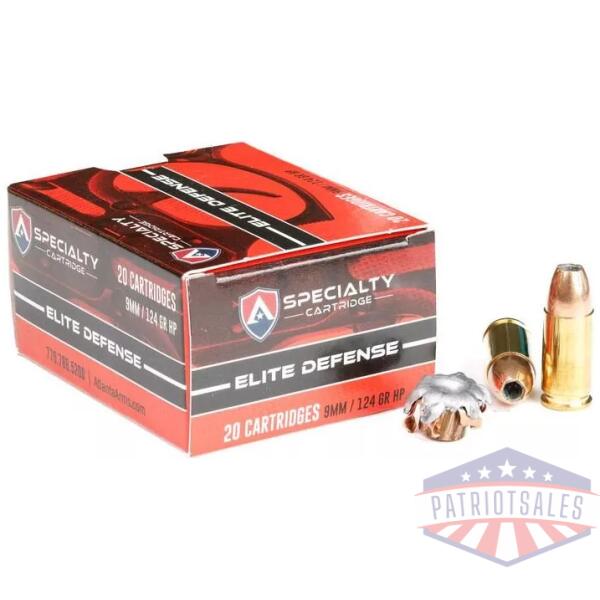 Atlanta Arms Elite Defense Handgun Ammunition 9mm Luger 124gr JHP 1165 fps 20/ct