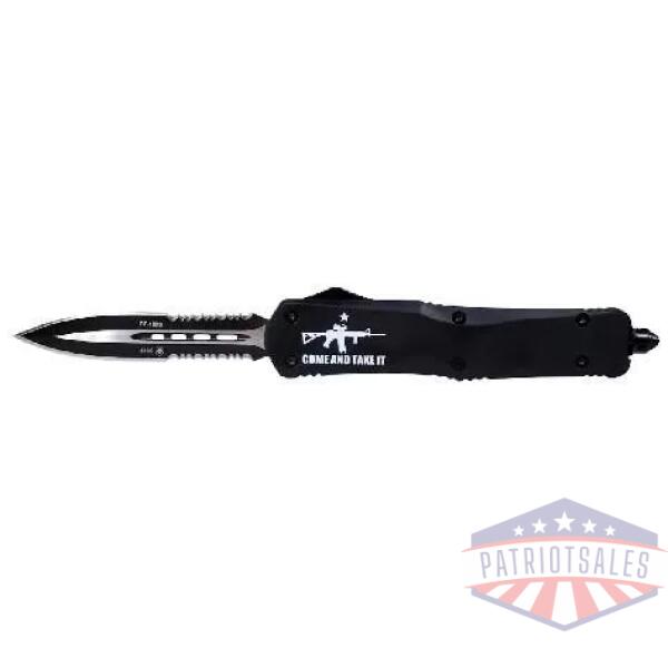 Templar Knife Large Come And Take It AR OTF Knife 3-1/2" Serrated Dagger Black