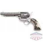 Taylor's 1873 Cattlebrand Engraved Stag Handgun .45 Colt 6rd Capacity 5.5" Barrel Engraved Silver with White