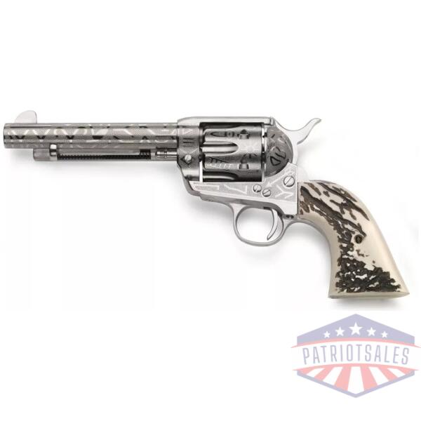 Taylor's 1873 Cattlebrand Engraved Stag Handgun .45 Colt 6rd Capacity 5.5" Barrel Engraved Silver with White