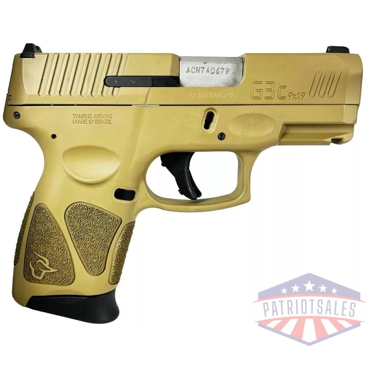 Taurus g3c handgun 9mm luger 12rd magaiznes 3. 2" barrel fde slide/fde grip - image 1