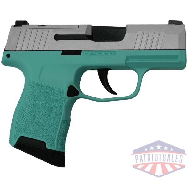 Sig Sauer "Silver Slide/Robin's Egg Blue Frame" P365 Optic Ready Handgun 9mm Luger 10rd Magazines(2) 3.1" Barrel X-RAY 3 Sights