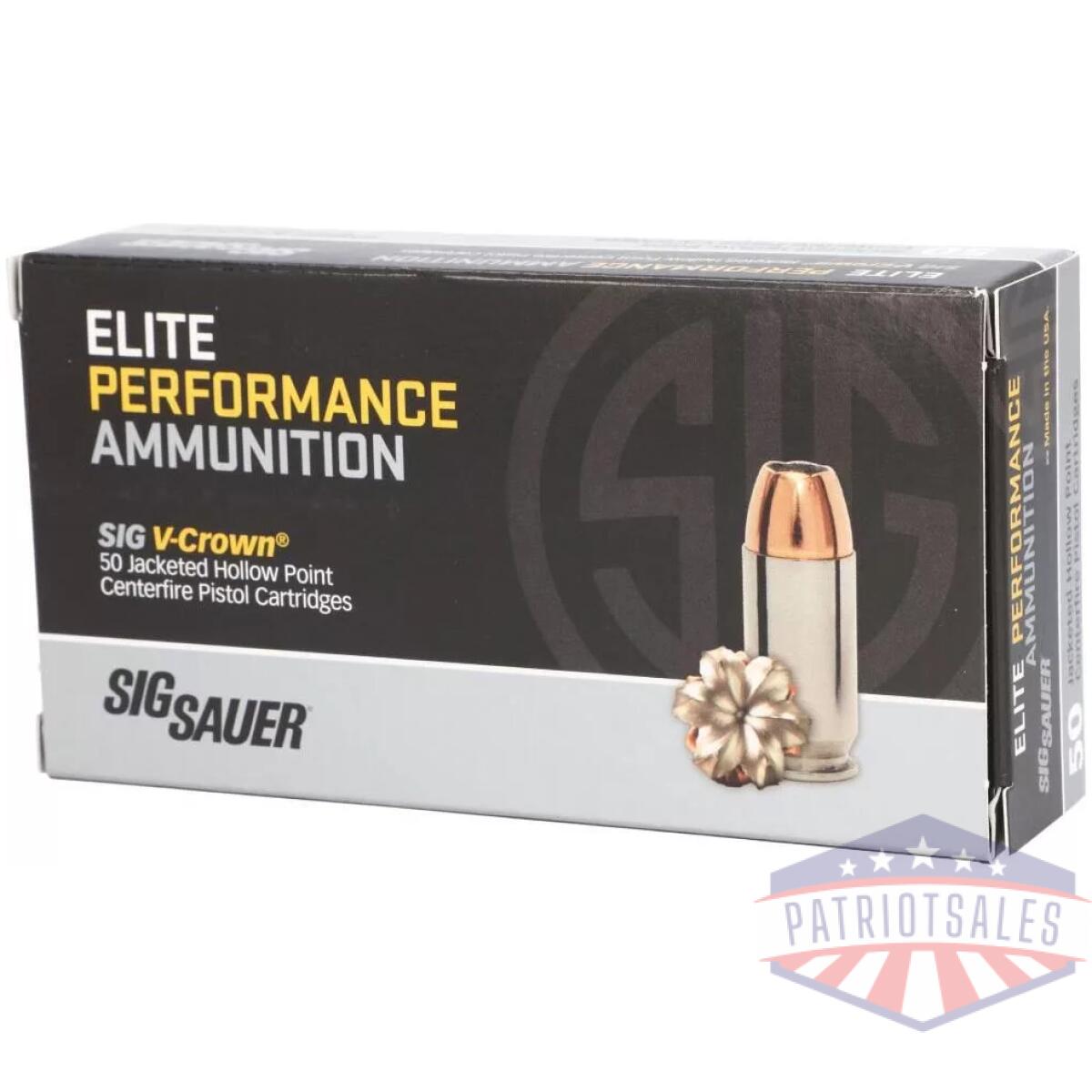 Sig elite v-crown handgun ammunition. 40 s&w 180 gr jhp 985 fps 50/ct - image 1