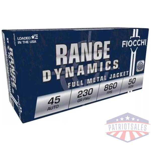 Fiocchi Pistol Shooting Dynamics Handgun Ammunition .45 ACP 230 gr FMJ 860 fps 50/box