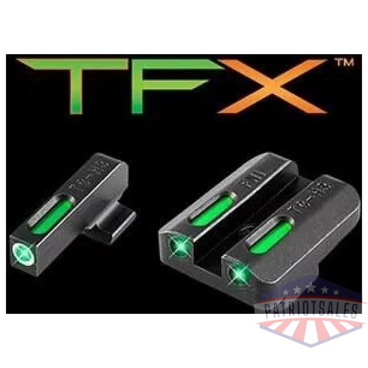 Truglo tfx tritium/fiber-optic day/night sights fnh fnp-9 fnx-9 fns-9 including compact - white outline front/rear green - image 1