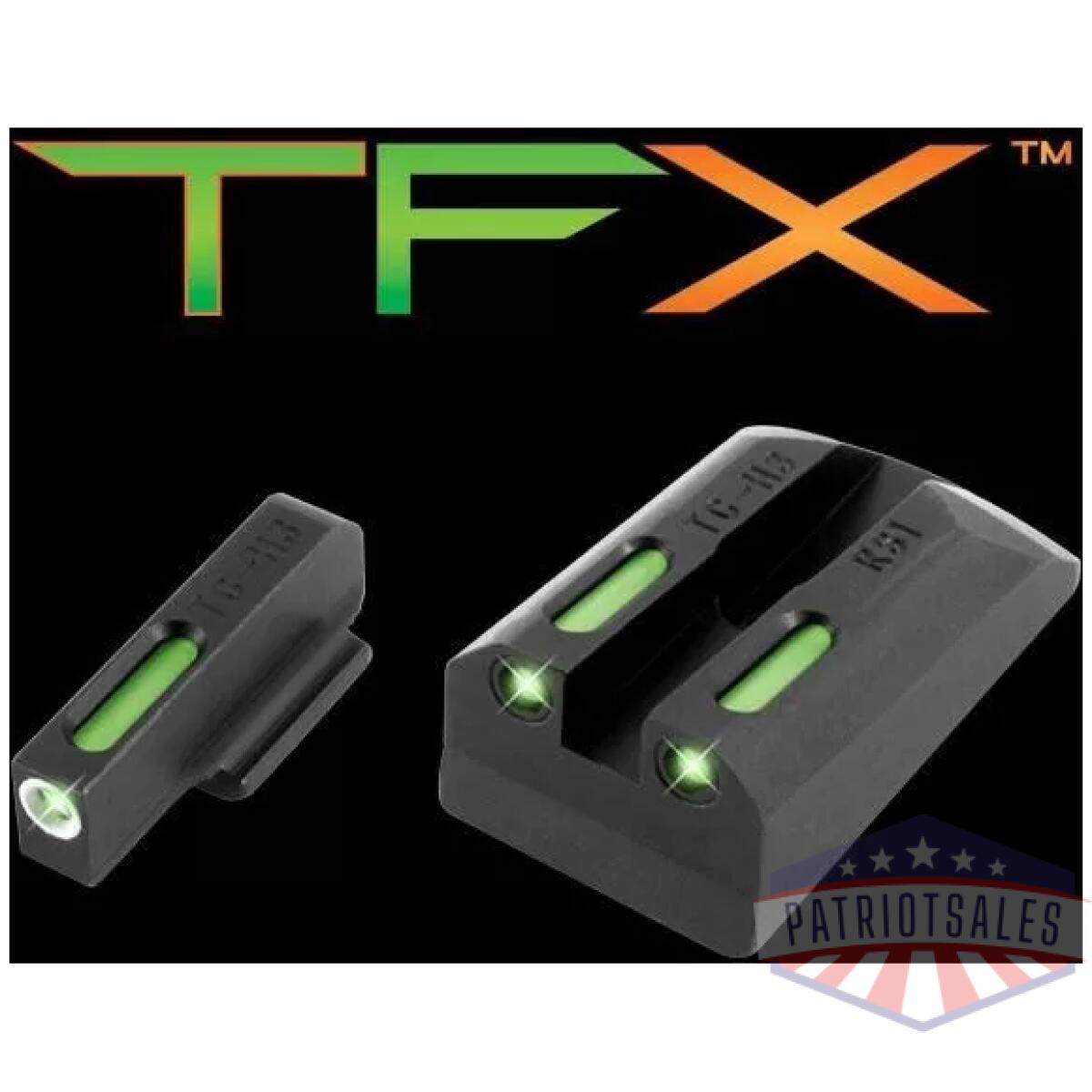 Truglo tfx tritium/fiber-optic day/night sights fits ruger sr9 / sr9c sr40 / sr40c sr45 - white outline front/rear green - image 1